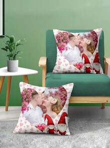 1pc Customized Personalized Photo Printed Pillow Case, Custom Face Pillow,Single Sided Print Pillow Cover For Mother's/Father's/Thanksgiving/Teachers' Day, Create Your Own Picture Pillow Case, Great Gift For Family, Friends And Yourself
