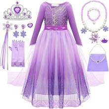 Anna Dress Up For Girls,  Anna Princess Dress With Crown Necklace Sets, Princess Costume Long Skirt, Kids  Fancy Dress For Carnival Party Bridesmaid Cosplay(110) - Multicolor - View 1