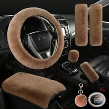8-Piece Combination Pink Goddess Plush Car Steering Wheel Cover, Rex Imitation Rabbit Fur Fluffy Steering Wheel Cover, Classic And Fashionable Car Steering Wheel Protection Cover,Purple Car Accesaories - one-size - View 23