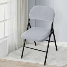 Folding Dining Chair Seat And Back Cover Set Solid Color Jacquard Stretch Chair Slipcover Home Decoration