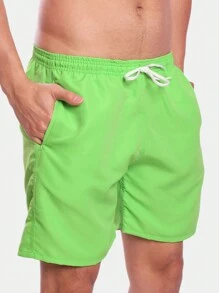 Men's Tactel Basic Shorts Beach Gym Running And Training - Lime Green - View 2