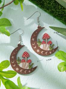 Mushroom & Moon Drop Earrings - Multicolor - View 4