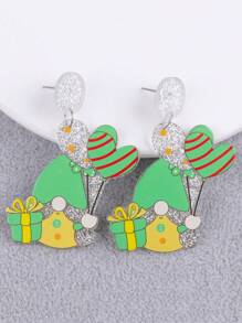 1 Pair Cute Cartoon Dwarf And Balloon Striped Boots Themed St. Patrick's Day Women's Earrings