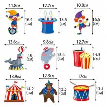 9pcs Carnival Party Birthday Decoration Hanging Spiral Ornaments - Circus Theme Animals Clown Elephant Dolphin Ceiling Spiral Hanging Decor, DIY With Hooks Provided