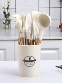 44pcs Premium Silicone Kitchen Utensil Set With Wooden Handles And Knives - Heat Resistant, Non-Stick, For Cooking And Cleaning - Black - View 2