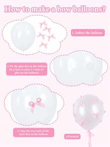 10pcs Latex Balloon & 20pcs Ribbon Bows, Includes White & Pink Balloon, Black, Pink & Red Satin Ribbon Bows, For Bow Decor, Valentine's Day, Birthday Party, Wedding, Photo Shooting, Princess Party, Bridal Shower, Bachelorette Decoration - Multicolor - View 11