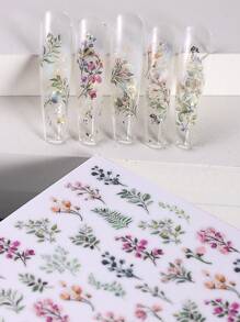 2片彩色干花美甲贴纸，混合粉色花瓣和叶子，3D立体美甲贴花，适合春夏美甲设计，可用于DIY美甲、美甲沙龙装饰等。 - 彩色 - 查看 6