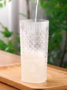 KEMORELA 2 PIEZAS, Botella de Agua de Vidrio Borosilicato de 24 Oz con Tapa y Pajita, Taza con Textura de Escamas de Pescado para Café con Hielo, Batidos, Agua - Reutilizable, Resistente al Calor, Juego Único de Vidrio para Bebidas Calientes/Frías, Perfecto para Todo Tipo de Fiestas - transparente - Ver 6