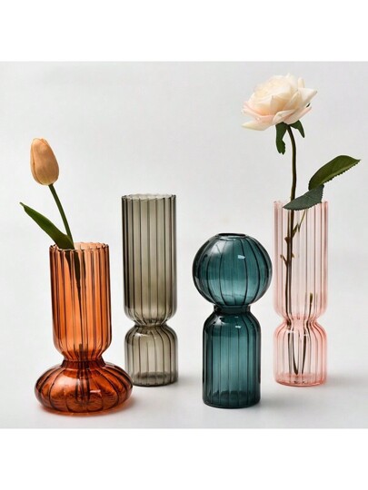 1pc New Nordic Creative Gestreepte ful Glass Vase, Bubble Shaped Vintage Display Piece Shelves, Dining Tables, Offices, Bathrooms, Countertops, Home Birthday Graduation Room Flower Vase