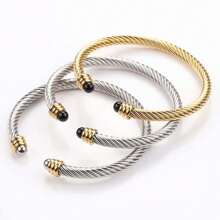 1 Piece Of Classic Retro Punk Stainless Steel 18K Gold-Plated Open Bracelet, Suitable For Daily Wear By Women. - Multicolor - View 1