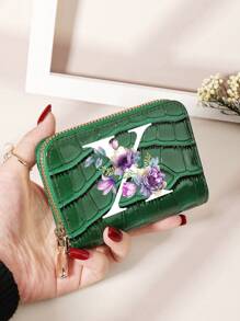 勃艮第包 Charry 红色包 酒红色包 1 件 首字母名称 A 到 Z 图案 多功能零钱包 字母图形卡夹 多卡位卡片收纳袋 信用卡 学校用品 宿舍 女士钱包 迷你钱包 钱包 卡包