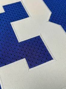 青少年定制姓名和号码刺绣美式足球球衣男孩和女孩纽约蓝色 V 领个性化短袖纽扣衬衫派对游戏训练运动上衣 - 藍色 - 查看 4