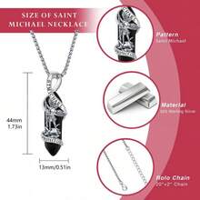 925 Sterling Silver St Michael Necklace  Archangel Michael Pendant Healing Crystal Point  Necklace Amulet Protection Catholic Jewelry For Men Women - 1 - 查看 7