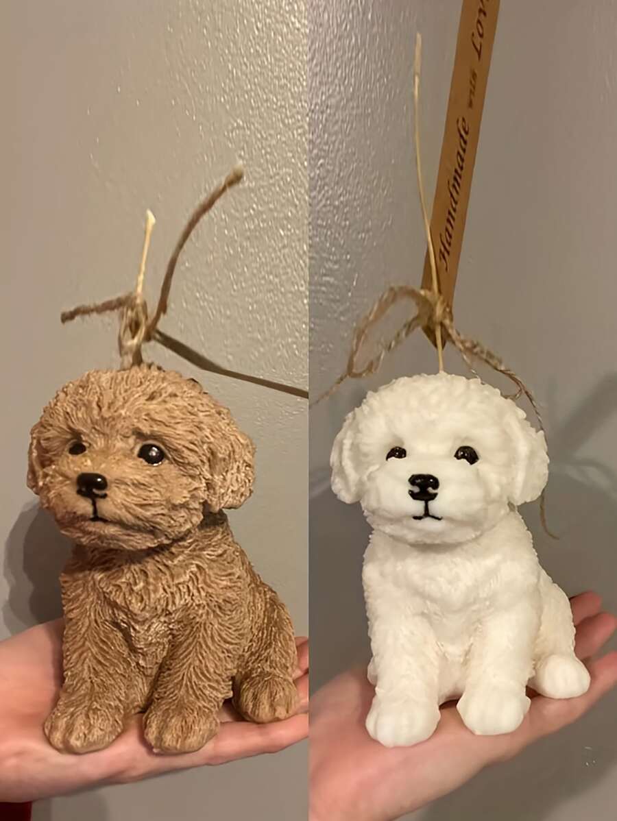 1pc Cute Dog Silicone Candle And Soap Mold - DIY Teddy Puppy Aromatherapy Hand Soap Making - Drop Glue And Plaster Mold - White - View 1