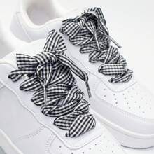 1 Cặp Dây Giày Kẻ Sọc Rộng 2,5cm, Dây Giày Nhiều Màu Sắc Phong Cách Đại Học Đa Năng Thường Ngày - Dây giày kẻ sọc 2,5 cm-đen - Xem 12