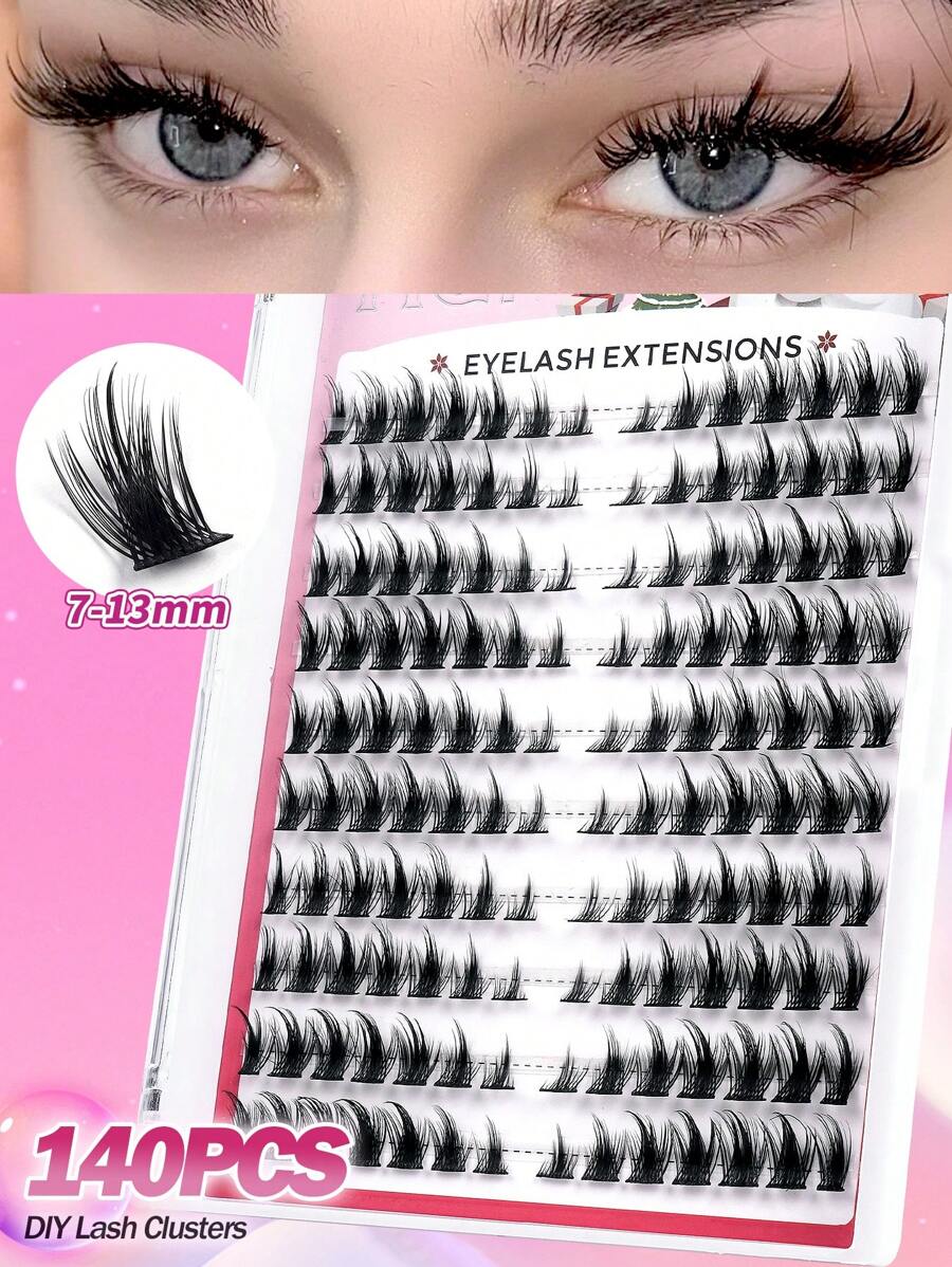 140 Clusters CC Curl Single Cluster Segmented False Eyelashes Ten Rows Natural & Realistic Three-Step European And American Style,Wet Mangga Eyelashes, Crossed 3d Fluffy Faux Eyelashes, Cartoon Cosplay Natural False Lashes, Makeup Tool,Daily Makeup Thick Curled Eyelash Extension Soft & Non-Irritating Reusable,Valentine's Day Gift - CC - 查看 1