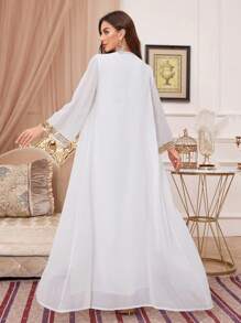 Women's Sequin Beaded Long Sleeve 2-Piece Set, Elegant - White - View 2