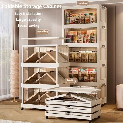 1Pc New Multifunctional Multi-Layer Transparent Folding Cabinet With Several Specifications Suitable For Home Storage Office Storage, Outdoor Portable Storage Clothes Storage Pet Storage School Storage Outdoor Storage Etc.Stylish And Elegant With Wheels Folding Takes Up Little Space Large Storage Space Dustproof Waterproof And Drop-Resistant Double Doors Open For Easy Storage,Basket Storage,Organisers,Room Stuff,Gift Hampers,Korb,Bedroom Organiser,Organiser Basket,Stair Basket,Easter Baskets,Wood Basket,Cute Gift Basket