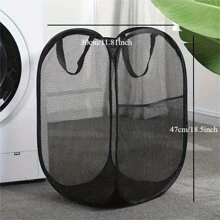 1pc Pop-Up Laundry Basket With Handle - Made Of Breathable Mesh Fabric, Foldable And Portable Dirty Clothes Hamper, Suitable For Home, Dorm Or Travel