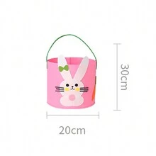 Easter Tote Bag, Cute Cartoon Rabbit Egg Large Capacity Basket Children Festival Present Bag - Pink - View 2