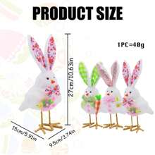 Adornos de pájaros de Pascua, lindos pájaros de peluche con orejas de conejo, decoración de escritorio para el hogar y regalos de fiesta. - Multicolor - Ver 7