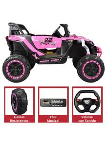 Joykoo Carro a Control Remoto Montable Electrico Speed para Niños Luz Led 12v - Rosa - Ver 4