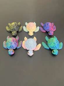 3D Printed Sea Turtle With Realistic Eyes, Colorful Gradient Laser, Desktop Decoration, Perfect Gift For Friends And Family, Movable Limbs, Suitable For Parties And Outdoor Car Shows, Macaron Colors Randomly, Plastic Art Craft Decor [Eye Color Random]