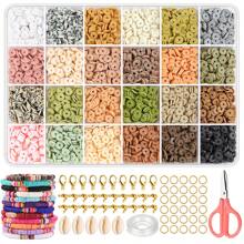 1009 peças/2400 peças - Kit de joias faça você mesmo para pulseiras de polímero da amizade com 24 cores, suprimentos para artesanato, presente de aniversário, presente de ano novo