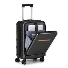 20 "Carry-On Luggage, ABS PC Expandable Suitcase With Front Laptop Pocket, Hardside Luggage With Wheels, Red - Black - View 10