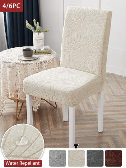 4/6pcs Water Repellant Chair Cover Jacquard Thickened Elastic Restaurant Chair Slipcovers Spandex Anti-Dirty Stool Cover Home Decoration