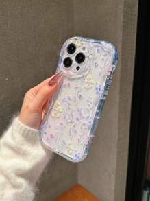 Summer Floral Pattern Phone Case, Transparent Ripple Anti-Drop Mobile Phone Case Compatible With IPhone 16 15 14 13 12 11 Pro Max XS XR 7 8 SE Waterproof Shockproof Scratch Resistant - Multicolor - View 3