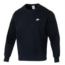 Nike Men's Round Neck Long Sleeve Letter Embroidery Casual Top, Everyday Wear - Black/White - View 1