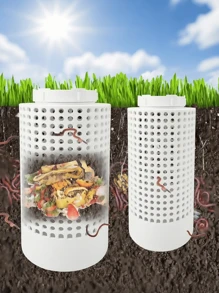 1 Pieza Compostador de lombrices para macetas pequeñas y jardines, Tubo de compost de té de lombrices ahorrador de espacio, Redondo, a prueba de olores, de material plástico para el cuidado del jardín y el césped, regalo ideal para familia y amigos - Multicolor - Ver 2