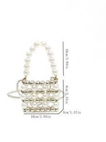 1PC Mini Girls Fashion Pearl Chain Handbag High Quality Mini Elegant Girl's Bag, Early Spring Pearl Bag, Perfect Gift For Girlfriend, Suitable For Daily Use - White - View 10