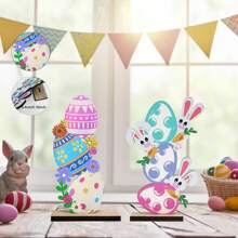 Easter Party Atmosphere Tabletop Standing Decor Plaque - Multicolor - View 3