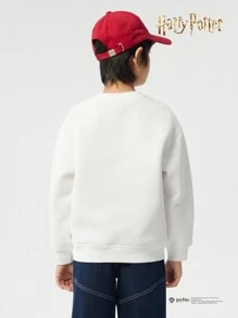 Balabala Kids Tween Boys' Long-Sleeve Sweatshirt, Casual Pattern Crew Neck Sweatshirt - Original White - View 3