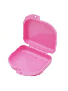 Estuche de almacenamiento para retenedores dentales ortodónticos con patrón de flores rosas y letras blancas de la A a la Z, contenedor para protector bucal, estuche para dentaduras, caja ventilada para aparatos de ortodoncia, caja para retenedores, caja de almacenamiento dental, caja para colocación de dentaduras, seguro y fácil de usar, suministros para el hogar, la oficina y el dormitorio, artículos de almacenamiento doméstico, fácil de transportar