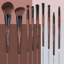 Natural Goat Hair Makeup Brush Set With Case, Natural Makeup Brushes, Natural Bristle Makeup Brushes, Natural Hair Makeup Brushes Set Professional, Walnut Cosmetic Brushes Makeup Set - MONI - Sable Hair Bamboo 9pcs - View 5