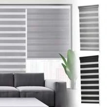 Roll Zebra Blackout Curtain Blinds Shade Easy Fit Home Office Window, Rope Attached, 210*50~110cm,Full Open/Half Open/Close - Grey - View 2