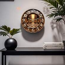 1 st. 7,8 inch acryl stadspatroon stille wandklok, stadsthema ronde wijzerplaat, quartz uurwerk, gebogen kroon, geschikt voor slaapkamer, kantoor, hal - 1 x AA-batterij (niet inbegrepen) - artistieke retrostijl, ideaal cadeau