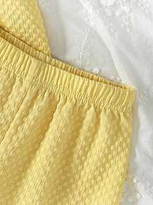 2pcs/Set Young Girl Casual Solid Color Square Camisole Dress And Elastic Waist Shorts Set, Suitable For Daily, Home, Outdoor And Sport Use, Spring/Summer