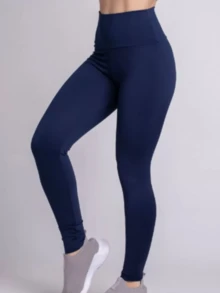 Kit 3 Calças Legging Suplex Femininas Preto Cinza e Azul Academia Treino