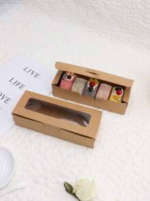 10pcs/20pcs Rectangular Window Macaron Boxes, Bread Boxes, Dessert Boxes, Donut Boxes, Chocolate Boxes, Candy Gift Boxes - Paper - View 6