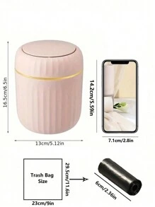 迷你垃圾桶 附蓋小型垃圾桶 桌面垃圾桶 塑膠桌面廢紙籃 搖蓋設計防止異味外洩 適用於存放桌面水果皮與紙屑 保持整潔 浴室與居家辦公桌裝飾 - 彩色 - 查看 5