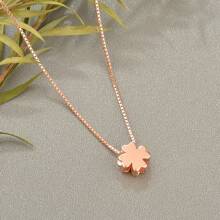 1pc Minimalist Luxury 925 Silver Light Gold/Silver Plated Four-Leaf Clover Pendant Necklace, Fashionable & Versatile For Women Everyday Casual Wear, Gift - Four Leaf Clover - View 7