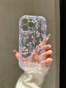 Summer Floral Pattern Phone Case, Transparent Ripple Anti-Drop Mobile Phone Case Compatible With IPhone 16 15 14 13 12 11 Pro Max XS XR 7 8 SE Waterproof Shockproof Scratch Resistant - Multicolor - View 5