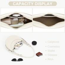 Niche Design Poleno Crescent Bag New Genuine Leather High-End Underarm Bag Single Shoulder Crossbody Saddle Bag Ladies Crescent Bag, PU Leather Crescent Bag, Single Shoulder Crossbody Bag Wallet Handbag Casual Dumpling Bag - trắng - Xem 6