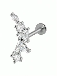 1PC Stainless Steel Threadless Marquise Zirconia Labret Lip Stud Cz Ear Cartilage Tragus Helix Earrings Daith Piercing Body Jewelry