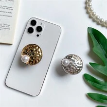 Mobile Phone Airbag Holder Paste-Type Retractable Folding Creative Metal Large Pearl Desktop Slouchy Support Ring Buckle - Multicolor - View 3