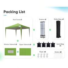 Carpa plegable impermeable de 8x8 con paredes laterales y ventanas enrollables - Verde - Ver 6